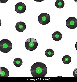 Vinyl disk seamless pattern background. Business concept vector illustration. Music disk sound record symbol pattern. Stock Vector