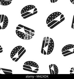 Burger fast food seamless pattern background. Business concept vector illustration. Hamburger symbol pattern. Stock Vector