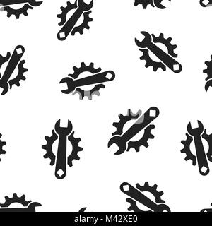 Service tools gear seamless pattern background. Business concept vector illustration. Cogwheel with wrench symbol pattern. Stock Vector