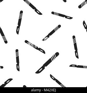 Medical scalpel seamless pattern background. Business concept vector illustration. Hospital surgery knife symbol pattern. Stock Vector