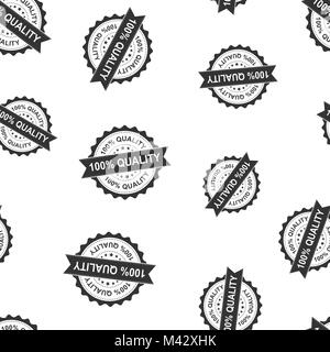 100% quality seal stamp seamless pattern background. Business concept vector illustration. 100 percent quality badge symbol pattern. Stock Vector