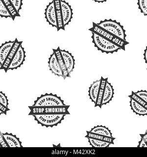 Stop smoking rubber stamp seamless pattern background. Business concept vector illustration. No smoke badge symbol pattern. Stock Vector