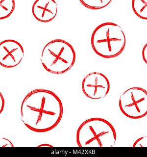 Check marks cross, no, wrong  seamless pattern background. Business concept vector illustration. No checkmark symbol pattern. Stock Vector