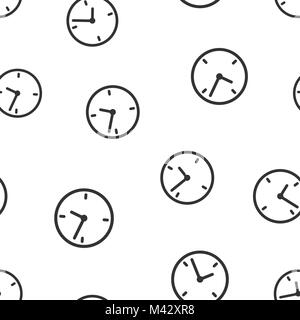 Alarm clock seamless pattern background icon. Business flat vector illustration.  Clock time sign symbol pattern. Stock Vector