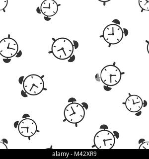 Alarm clock seamless pattern background icon. Business flat vector illustration.  Clock time sign symbol pattern. Stock Vector