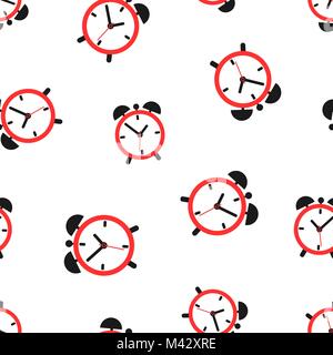 Alarm clock seamless pattern background icon. Business flat vector illustration.  Clock time sign symbol pattern. Stock Vector