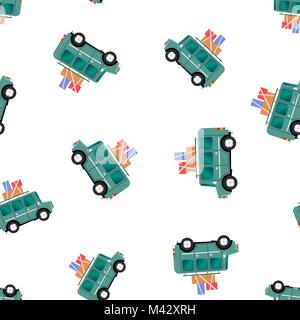 Suv car seamless pattern background icon. Business flat vector illustration. Car sign symbol pattern. Stock Vector