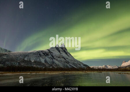 Northern lights above mount Otertind, Storfjord,Troms,Norway,Europe Stock Photo