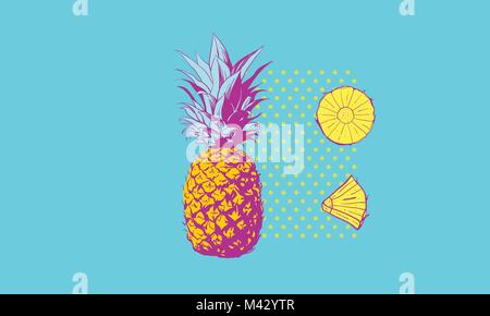 Modern Pineapple Illustration easy to edit Stock Vector