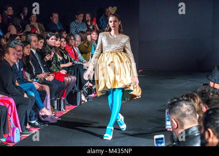 New York, USA, 13 Feb 2018. Models walk the runway to present the Autumn-Winter 18-19 collection by Spanish designer Agatha Ruiz de la Prada during the New York Fashion Week.  Photo by Enrique Shore/Alamy Live News Stock Photo