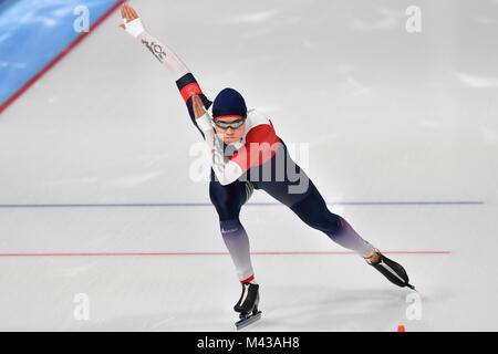 Gangneung, South Korea. 14th Feb, 2018. Czech Karolina Erbanova in action during the women's 1,000 meters speedskating race at the Gangneung Oval at the 2018 Winter Olympics in Gangneung, South Korea, February 14, 2018. Credit: Michal Kamaryt/CTK Photo/Alamy Live News Stock Photo