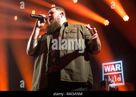 Islington Assembly Hall, UK. 13th Feb, 2018. WarChild’s Brits Week, Rag n Bone Man performing at Islington Assembly Hall - 13 February 2018 Credit: Tom Rose/Alamy Live News Stock Photo