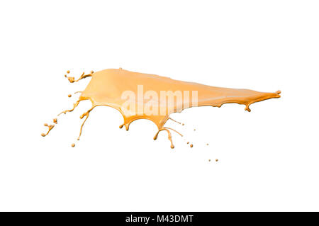 Orange paint splash isolated on white background Stock Photo