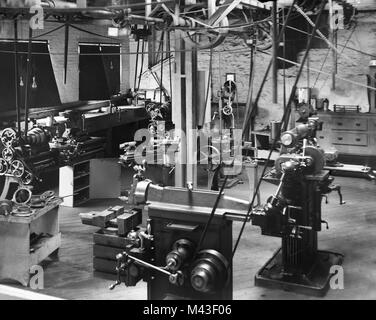 Machine shop sits idle in Oregon in the early 20th century, ca. 1910. Stock Photo