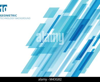 Abstract technology diagonally overlapped geometric squares shape blue colour on white background. Vector graphic illustration Stock Vector