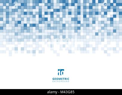 Abstract squares geometric dark blue background with copy space. Pixel, Grid, Mosaic. Vector illustration Stock Vector