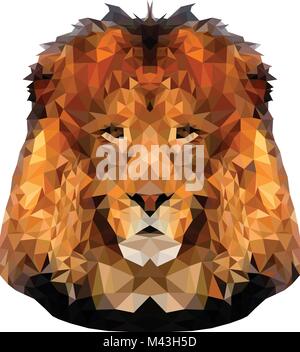 Low poly lion. Vector triangle art Stock Vector