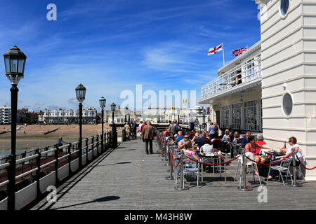 Summer view over the Victorian Pier, Worthing town, West Sussex, England, UK Stock Photo