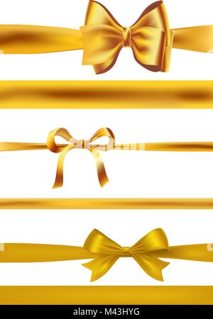 set of golden bows on white. vector Stock Vector