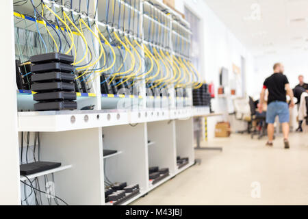 Picure of networking industrial hardware test bench Stock Photo