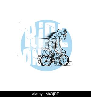 minimal logo of ride on bicycle vector illustration. Stock Vector