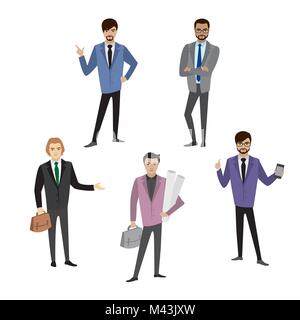 Set of businessman in different poses Stock Vector