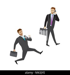 Two cartoon businessman isolated on white background Stock Vector