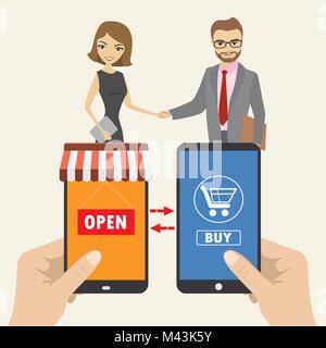 shopping on the phone Stock Vector