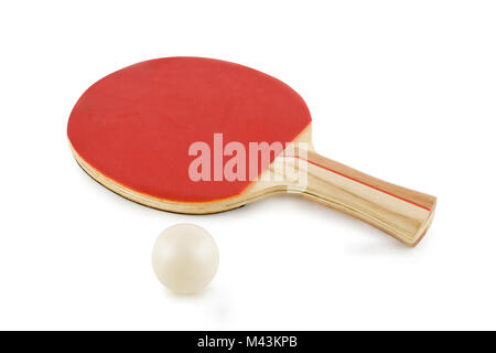 table tennis racket and ball isolated on white background Stock Photo