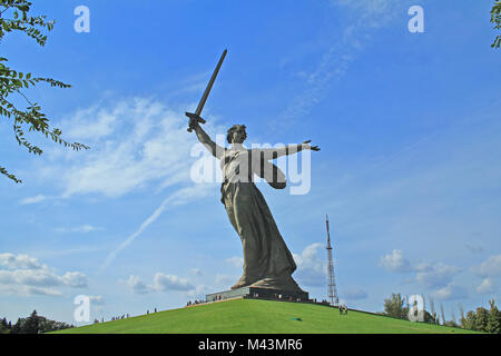 Monument «Motherland is calling!» on Mamaev hill. Stock Photo