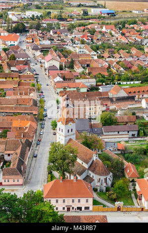 View of Rasnov city from citadel, Romania Stock Photo