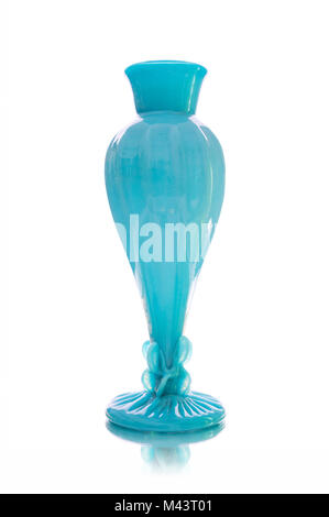 Blue glass vase isolated on white backround Stock Photo
