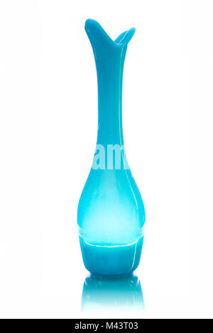 Blue glass vase isolated on white backround Stock Photo