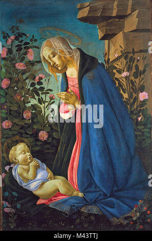 The Virgin Adoring the Sleeping Christ Child, 1490, Botticelli Stock Photo