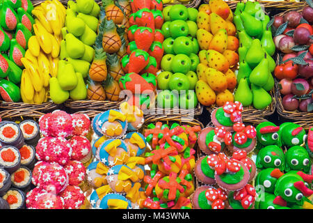 Sweets at the Boqueria market in Barcelona, Spain Stock Photo