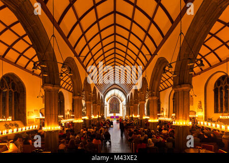 Plymouth's St Andrew's Church during the annual candle lit Christmas service. Stock Photo