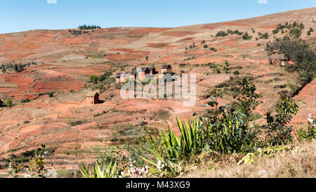 Rural Landscape with Village, Southern Madagascar Stock Photo