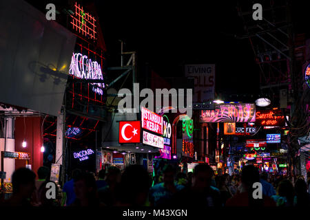 PATTAYA, THAILAND - September 2, 2017 : Colorful night light with music enterainment and drink bar in walking street Pattaya on September 2, 2017 Patt Stock Photo