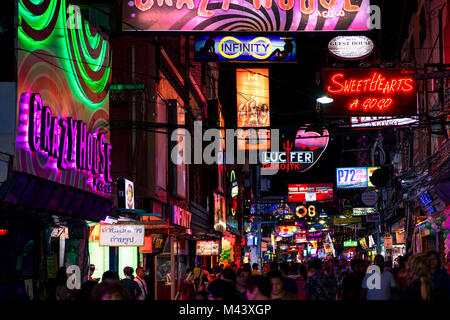 PATTAYA, THAILAND - September 2, 2017 : Colorful night light with music enterainment and drink bar in walking street Pattaya on September 2, 2017 Patt Stock Photo