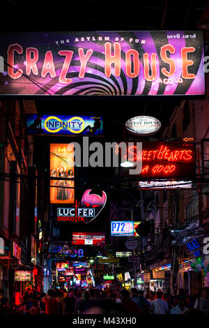 PATTAYA, THAILAND - September 2, 2017 : Colorful night light with music enterainment and drink bar in walking street Pattaya on September 2, 2017 Patt Stock Photo