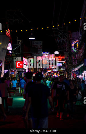 PATTAYA, THAILAND - September 2, 2017 : Colorful night light with music enterainment and drink bar in walking street Pattaya on September 2, 2017 Patt Stock Photo