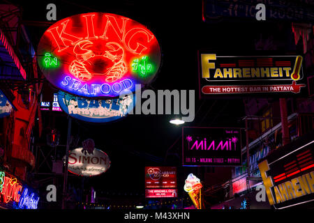 PATTAYA, THAILAND - September 2, 2017 : Colorful night light with music enterainment and drink bar in walking street Pattaya on September 2, 2017 Patt Stock Photo