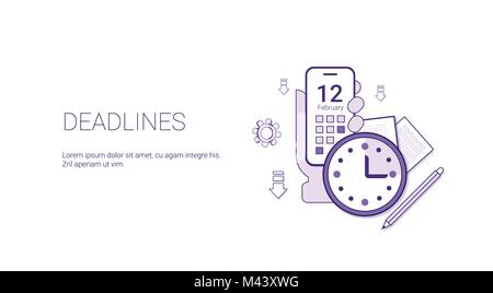 Deadlines Web Banner With Copy Space Business Time Management Schedule Concept Stock Vector