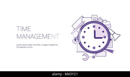 Time Management Web Banner With Copy Space Business Scheduling Concept Stock Vector