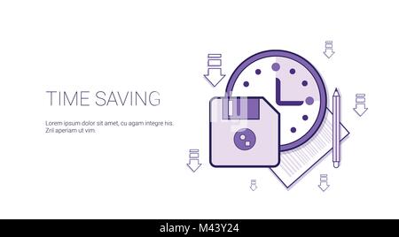 Time Saving Web Banner With Copy Space Business Scheduling Management Concept Stock Vector