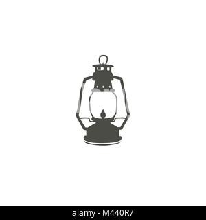 Camping lantern icon silhouette icon. Oil lamp black symbol, pictogram. Stock vector illustration isolated on white background Stock Vector