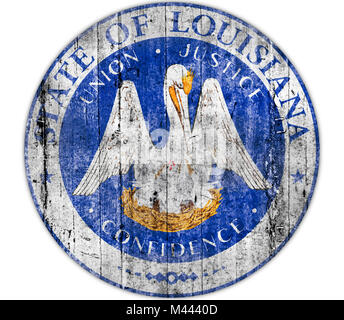 Louisiana seal US state painted on concrete flag Stock Photo