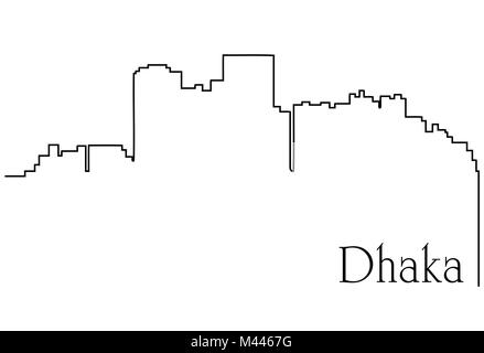 Dhaka city one line drawing abstract background with  metropolis cityscape Stock Vector