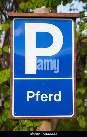 Sign parking lot for horses,Saxony,Germany Stock Photo