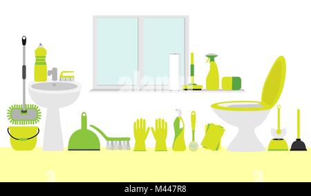 Bathroom cleaning products & equipment Stock Vector